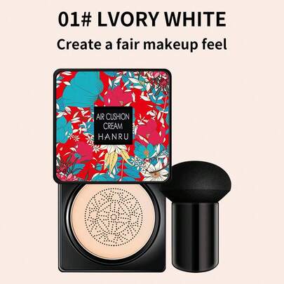 HANRU 控油BB粉底帶化妝海綿,防水不易脫妝提亮皮膚