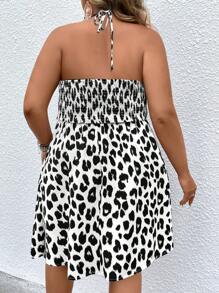 SHEIN Clasi Đầm Plus Size Buộc lại Tất cả trên in Giải trí - Đen và trắng - Xem 2