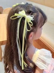 2pcs Girls Bowknot Decor Hair Clips - Green - View 3