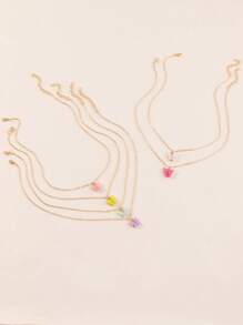 6pcs Girls Butterfly Charm Necklace - Multicolor - View 2