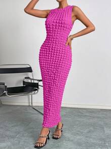 SHEIN Privé 素色無袖連衣裙 - 玫紅色 - 查看 4