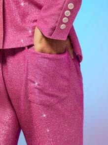 FeverCity Men Glitter Suit Trousers - Pink - View 7