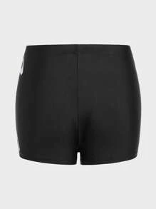 ZELFYO Men Cartoon Graphic Square Leg Swim Trunks - Black - View 2