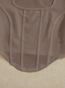 SHEIN EZwear Square Neck Seam Detail Asymmetrical Hem Tee