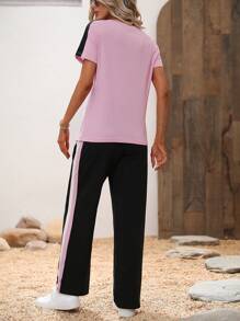 SHEIN LUNE Bộ đồ hai mảnh nữ Túi Sọc bên Khối Màu Giải trí - Nhiều màu - Xem 2