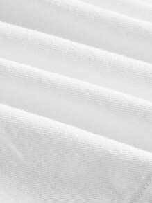 SHEIN MOD Button Front Ruffle Hem Denim Skirt - White - View 3