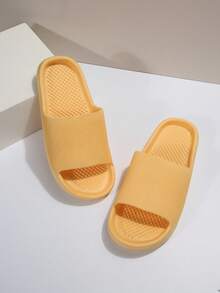 女士極簡單帶前衛黃色拖鞋 - 黃色 - 查看 3