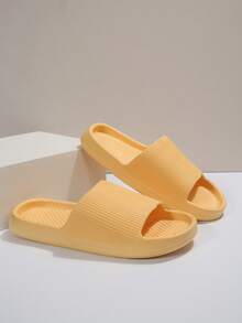 女士極簡單帶前衛黃色拖鞋 - 黃色 - 查看 4