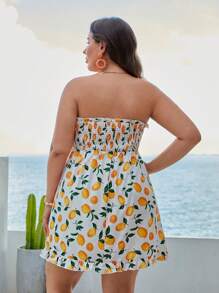 SHEIN VCAY Vestido tubo con estampado de fruta bajo con fruncido