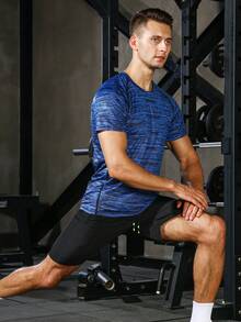 SHEIN Fitness Conjunto Deportivo Para Hombre Con Letra Gráfica Y Manga Raglán, Traje Atlético, Traje De Entrenamiento - Multicolor - Ver 4