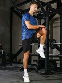 SHEIN Fitness Conjunto Deportivo Para Hombre Con Letra Gráfica Y Manga Raglán, Traje Atlético, Traje De Entrenamiento - Multicolor - Ver 6