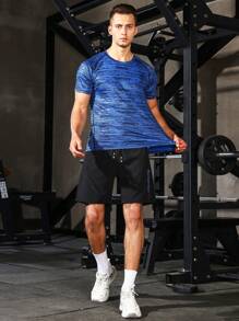 SHEIN Fitness Conjunto Deportivo Para Hombre Con Letra Gráfica Y Manga Raglán, Traje Atlético, Traje De Entrenamiento - Multicolor - Ver 7