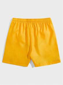 ROMWE MEN Street Life Pantalones cortos con cordón en la cintura con gráfico de árbol de coco y letra, para hombre, escolar