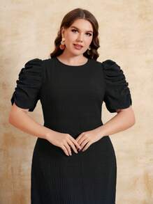 SHEIN Clasi Vestido de manga farol bajo con fruncido