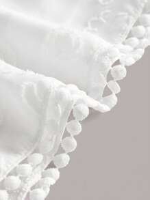 SHEIN MOD Jacquard Flare Sleeve Lace Trim Dress - White - View 3