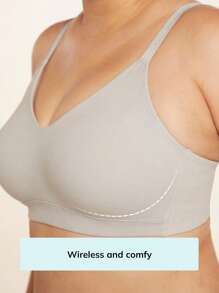 LUVLETTE Áo ngực không dây Bralettes Lounge Cotton - Màu Xám nhạt - Xem 3