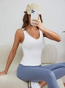 Yoga Sxy Áo Tees & Tanks  Thể thao Nữ màu trơn - trắng - Xem 4
