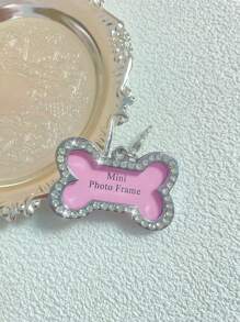 1入組防丟小狗貓身份標籤寵物狗狗項圈配件個性化不銹鋼骨造型 - 粉色 - 查看 3