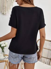 SHEIN 孕婦條紋和豹紋蝙蝠袖T恤 - 彩色 - 查看 2