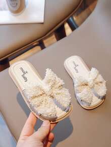 Chicas Zapatillas con diseño de lazo con estampado de letra - Blanco - Ver 2