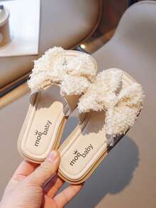 Chicas Zapatillas con diseño de lazo con estampado de letra - Blanco - Ver 3