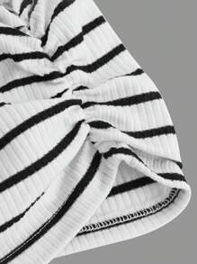 SHEIN Girlism Teen Girls Striped Print Tank Top - White - View 4