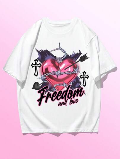 Street Life Homme T-shirt Cœur Et Lettre