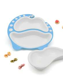 Baby Dinosaur Divided Feeding Plate - Blue - View 2