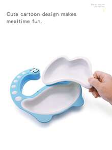 Baby Dinosaur Divided Feeding Plate - Blue - View 4