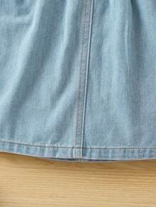 Bộ thời trang bé gái Xù Quần paper-bag Lá thư Dễ thương - Xanh và trắng - Xem 6