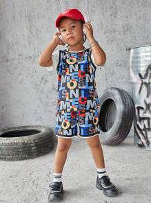 SHEIN Explorewe Bộ thời trang bé trai Lá thư Giải trí - Nhiều màu - Xem 3