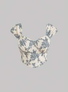 SHEIN MOD Áo thun Plus size Bất đối xứng Dây kéo Hoa Tất cả trên in Giải trí - Nhiều màu - Xem 1