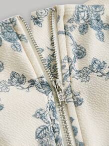 SHEIN MOD Áo thun Plus size Bất đối xứng Dây kéo Hoa Tất cả trên in Giải trí - Nhiều màu - Xem 3