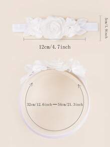 3pcs Baby Flower Decor Elastic Polyester Hair Band Love Valentine - White - View 3