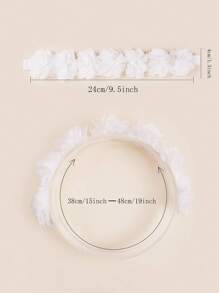 3pcs Baby Flower Decor Elastic Polyester Hair Band Love Valentine - White - View 4