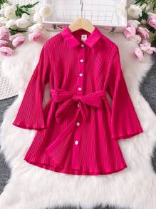 SHEIN garota jovem Franzido Com Cinto Vestido Camiseta