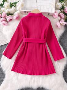 SHEIN garota jovem Franzido Com Cinto Vestido Camiseta