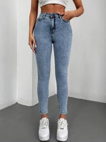 Solid Skinny Jeans - Light Wash - View 1