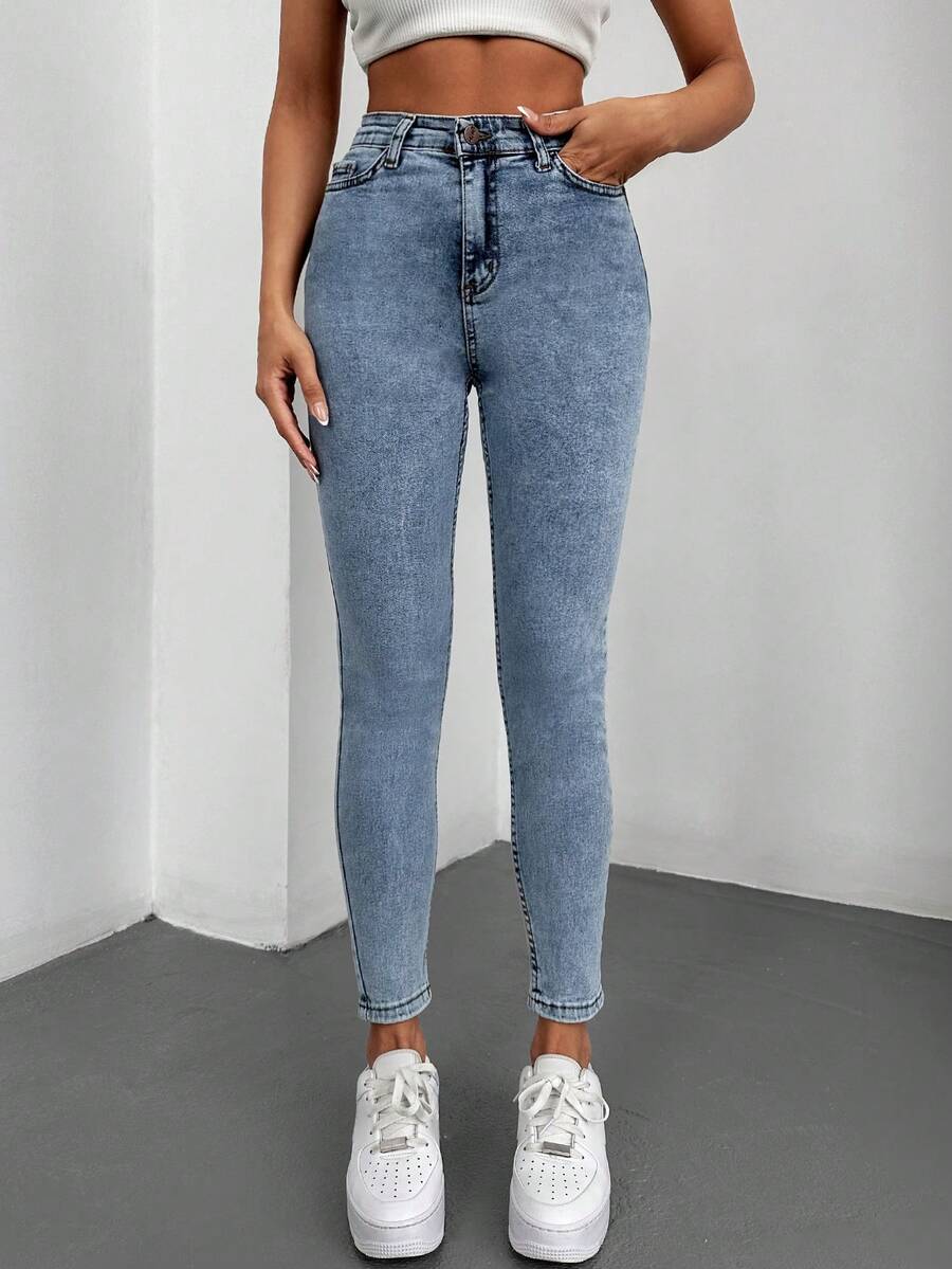 Solid Skinny Jeans - Light Wash - View 1