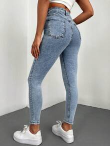 Solid Skinny Jeans - Light Wash - View 2