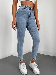 Solid Skinny Jeans - Light Wash - View 3