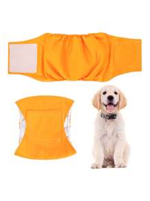 1PC Washable Dog Belly Band Wrap Diapers for Male Dog High Absorbing Puppy & Doggy Diapers Male - Orange - View 1