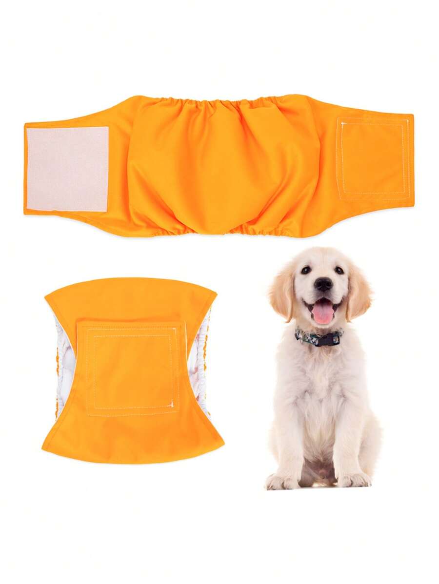 1PC Washable Dog Belly Band Wrap Diapers for Male Dog High Absorbing Puppy & Doggy Diapers Male - Orange - View 1