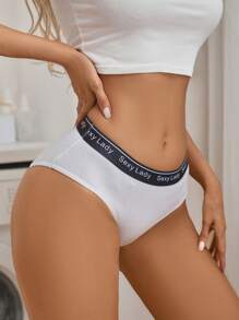 Shein Underwear&Sleepwear Basics 3 piezas Calzoncillos de cintura con cinta con letra unido en contraste