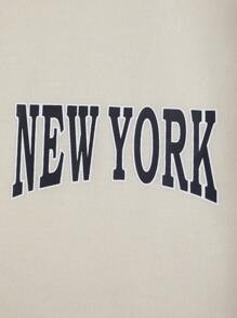 Aesthetic Post 男士字母圖案T恤和腰部抽繩短褲套裝 - 杏色 - 查看 8