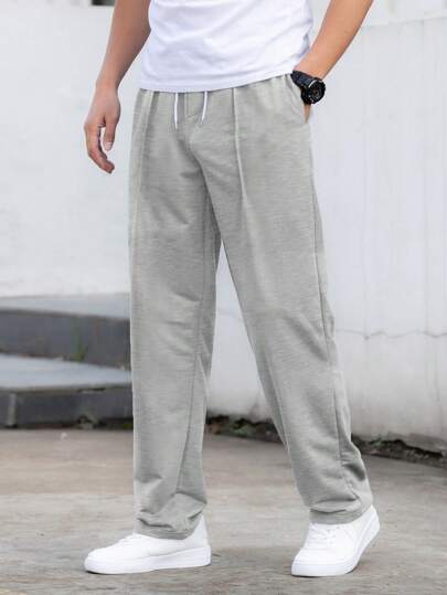 Pantalon De Survêtement Pour Hommes À Cordons De Serrage À La Taille Avec Poches Obliques