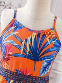 SHEIN Girls Tropical Print Cami Dress - Multicolor - View 5