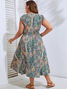 SHEIN Clasi Plus Paisley In A-Line Dress Maxi Trang Phục Phụ Nữ - Nhiều màu - Xem 2