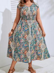 SHEIN Clasi Plus Paisley In A-Line Dress Maxi Trang Phục Phụ Nữ - Nhiều màu - Xem 6