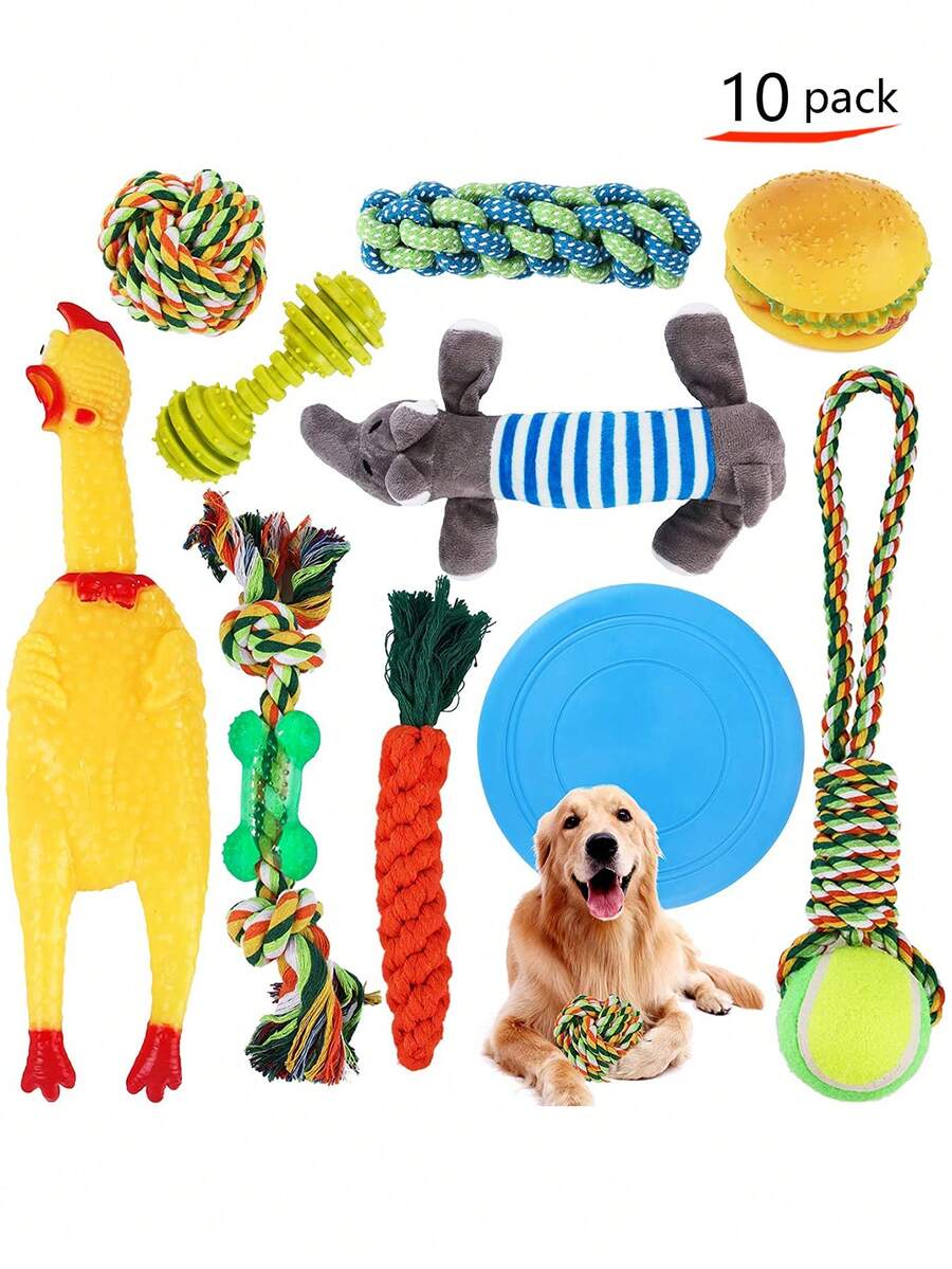 10pcs Pet Chew Toy Set For Dog For Teeth Grinding - Multicolor - View 1